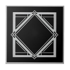 Art Deco Abstrakt Stil Black och Silver Tile Kakelplatta