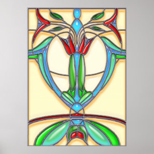 Art Deco Abstrakt Tulips Poster