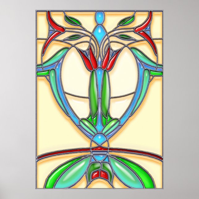 Art Deco Abstrakt Tulips Poster (Framsidan)