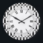Art Deco-Abstrakt/Wiensektionsgeometri Stor Klocka<br><div class="desc">Elegant svart och vitt mönster i ett konsthandling,  sen jugendastin eller Wienutträdet stil.</div>