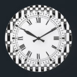 Art Deco-Abstrakt/Wiensektionsgeometri Stor Klocka<br><div class="desc">Elegant svart och vitt mönster i ett konsthandling,  sen jugendastin eller Wienutträdet stil.</div>