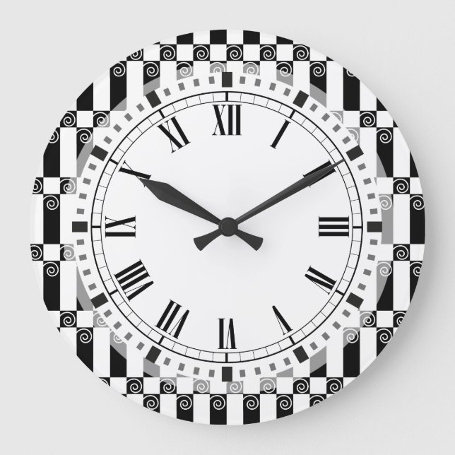 Art Deco-Abstrakt/Wiensektionsgeometri Stor Klocka (Framsida)