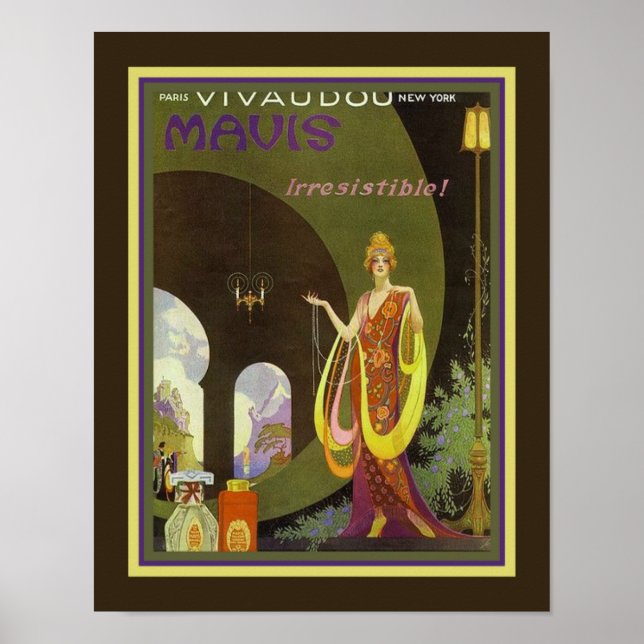 Art Deco Ad 1920 för Mavis Parfym Poster (Framsidan)
