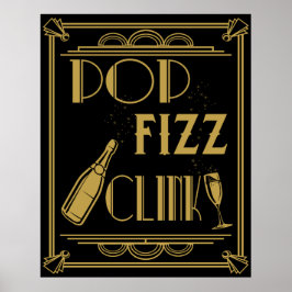 Art deco-affisch för Pop Fizz Clink-fest Poster