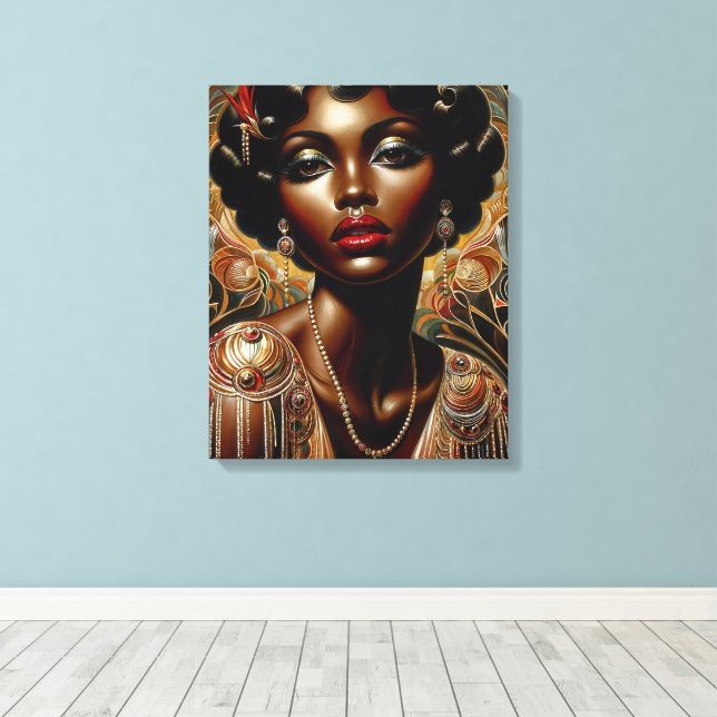 Art Deco African American Porträtt Canvastryck (Insitu (trägolv))