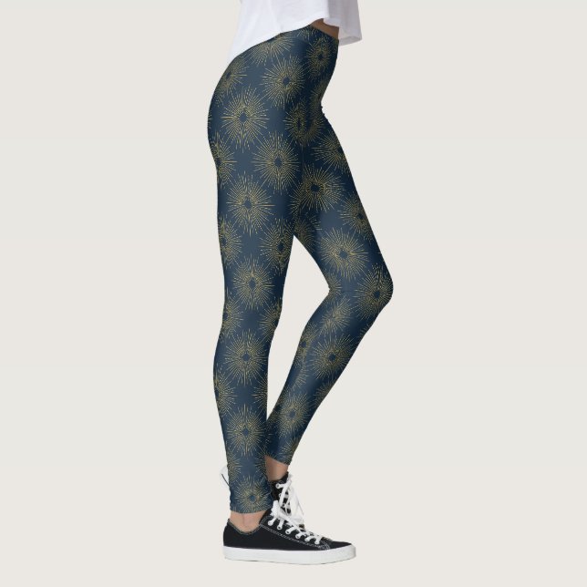 Art Deco Alabere | Midnight Blue Medaljong Leggings (Höger)