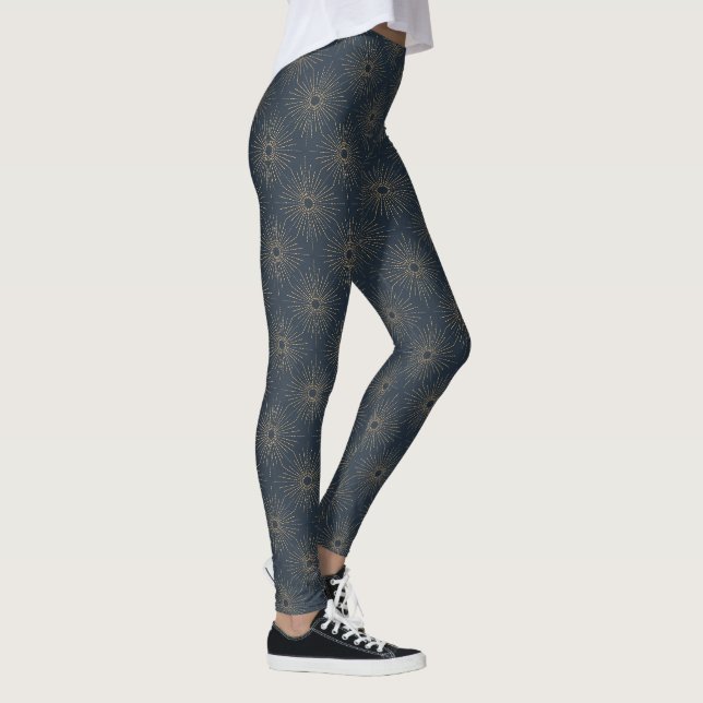 Art Deco Alabere | Midnight Blue Stjärnexplosion Leggings (Höger)