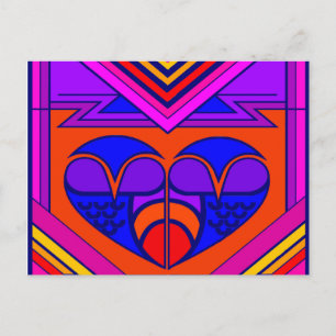 Art Deco Alla hjärtans hjärta Helg Vykort