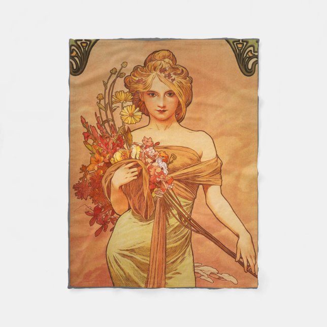 Art Deco, Alphonse Mucha, Vintage Art Fleecefilt (Framsidan)