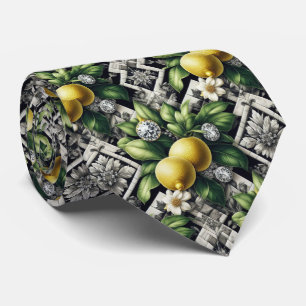 Art Deco Amalfi Citron Svart och Vitt Diamanter Slips