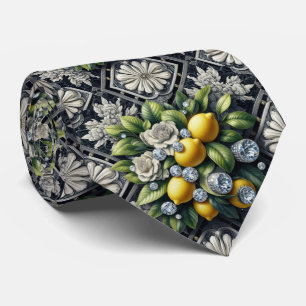 Art Deco Amalfi Citron Svart och Vitt Diamanter Slips