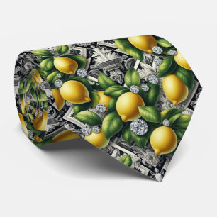 Art Deco Amalfi Citron Svart och Vitt Diamanter Slips