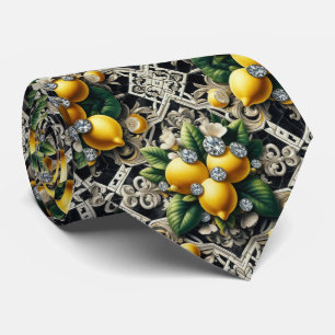 Art Deco Amalfi Citron Svart och Vitt Diamanter Slips