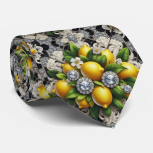 Art Deco Amalfi Citron Svart och Vitt Diamanter Slips