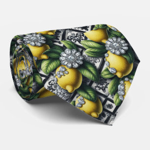 Art Deco Amalfi Citron Svart och Vitt Diamanter Slips