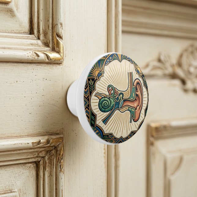 Art Deco Anatomical Ear Laryngology  Knopp (Skapare uppladdad)