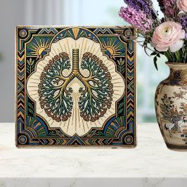 Art Deco Anatomical Lungs Pulmonology Kakelplatta