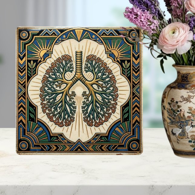 Art Deco Anatomical Lungs Pulmonology Kakelplatta (Skapare uppladdad)