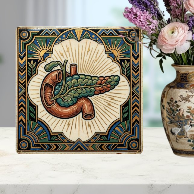 Art Deco Anatomisk Bukspottkörtel Diabetes Kakelplatta (Skapare uppladdad)