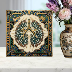 Art Deco Anatomiska Lungor Pulmonologi Kakelplatta