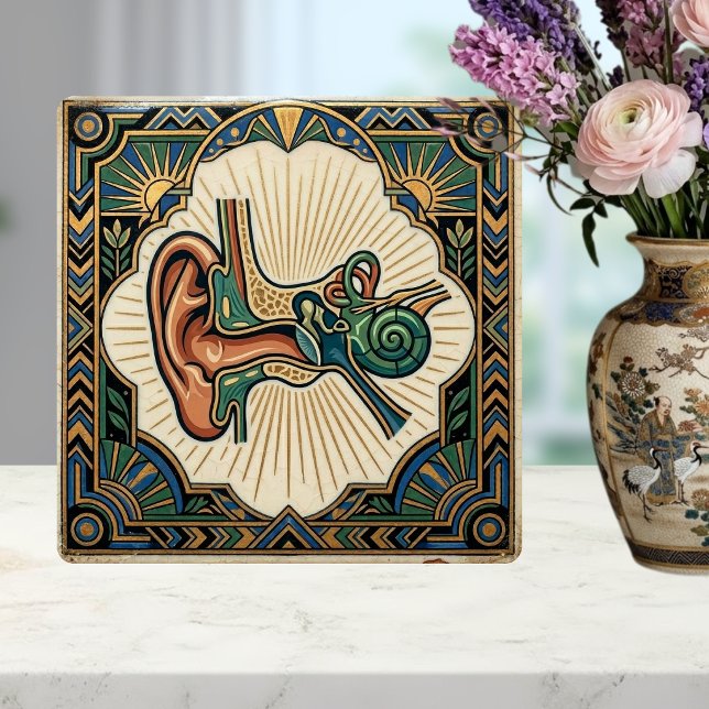 Art Deco Anatomiskt Öra Laryngologi Kakelplatta (Skapare uppladdad)