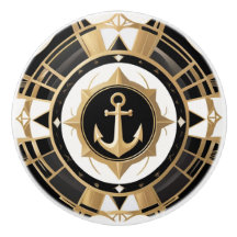 Art Deco Anchor Black och Guld Nautical