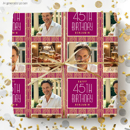 Art Deco anpassad åldersfoto födelsedag rosa guld Presentpapper