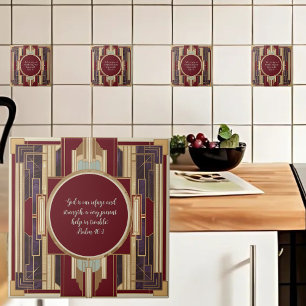 Art Deco-Anpassadet Bible Verse Kakelplatta