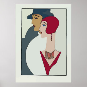 Art Deco Ansikte, lägg till text Poster