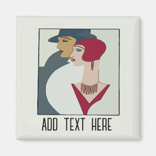 Art Deco Ansikte, lägg till textmagnet Magnet