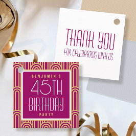 Art Deco Any Age Birthday Party Thank You Pink Gåvor Etiketter