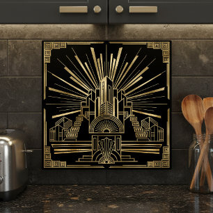 Art Deco arkitektonisk geometrisk Pat#7 ID1196 Kakelplatta