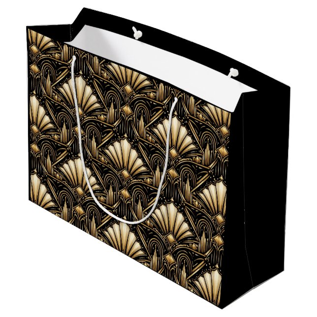 Art Deco arkitektonisk | Svart Luxe presentbag i g (Baksidan Vinklad)
