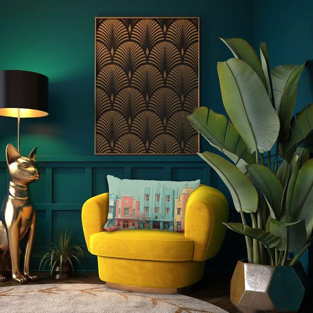 Art Deco Arkitektur Drömlandskap Lumbarkudde (Skapare uppladdad)