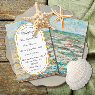 Art Deco Art nouveau Blommigt Guld Tone Sea Life Inbjudningar
