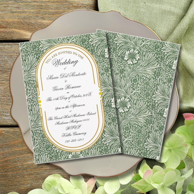 Art Deco Art nouveau Blommigt Guld Tone Sea Life Inbjudningar (Skapare uppladdad)