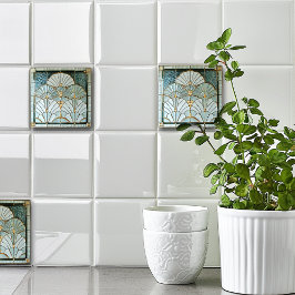 Art Deco Art Nouveau Green Gold Elegant Pretty Kakelplatta