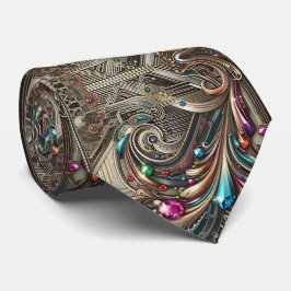 Art Deco Art Nouveau Rainbow Circuit Board Necktie Slips