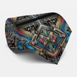Art Deco Art Nouveau Rainbow Circuit Board Necktie Slips