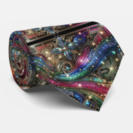 Art Deco Art Nouveau Rainbow Circuit Board Necktie Slips