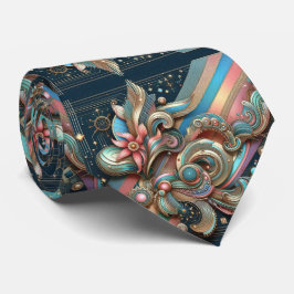 Art Deco Art Nouveau Rainbow Circuit Board Necktie Slips