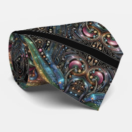 Art Deco Art Nouveau Rainbow Circuit Board Necktie Slips