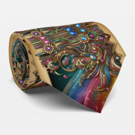 Art Deco Art Nouveau Rainbow Circuit Board Necktie Slips