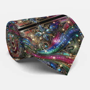 Art Deco Art Nouveau Regnbåge Kretskort Halsduk Slips