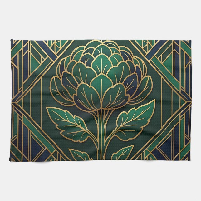 Art Deco Artichocke Kökshandduk (Horisontell)