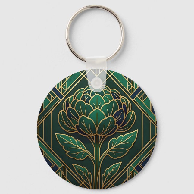 Art Deco Artichocke Nyckelring (Framsida)