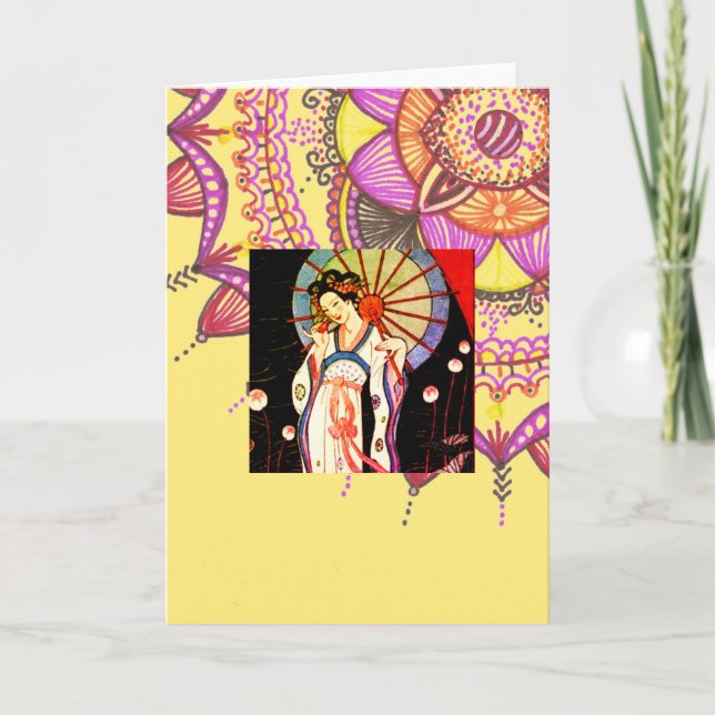 Art Deco Asian Tememeta Greeting Card Note Card-ko Kort (Framsida)