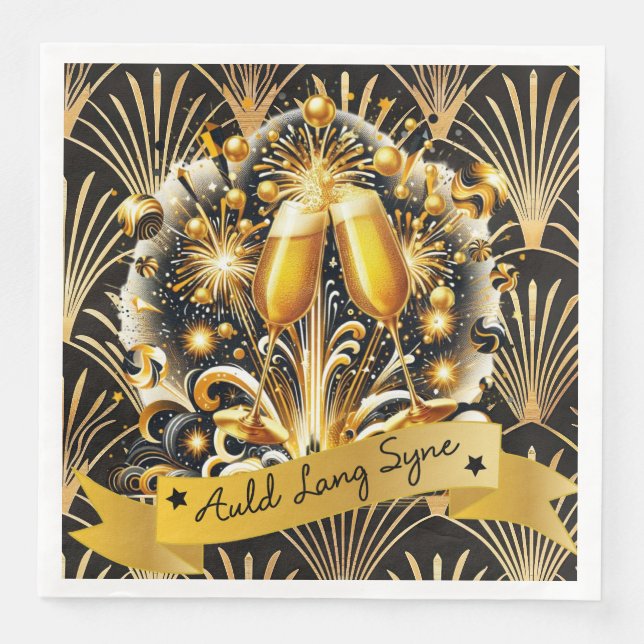 Art Deco Auld Lang Syne Pappersservett (Framsida)