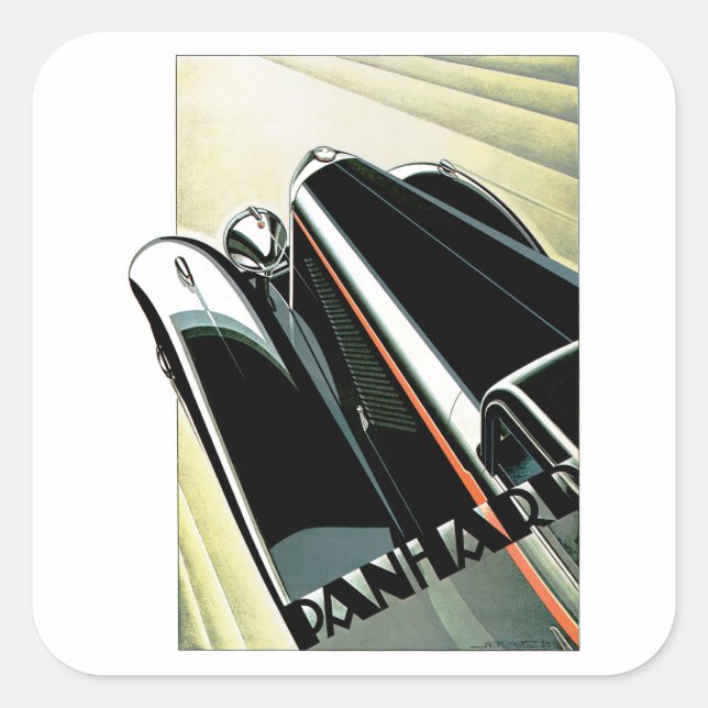 Art Deco Automobile Fyrkantigt Klistermärke (Framsida)