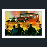 Art Deco Automobile Illustration Poster<br><div class="desc">Vintage Art Deco Bilreklam illustrerar i levande färg.</div>